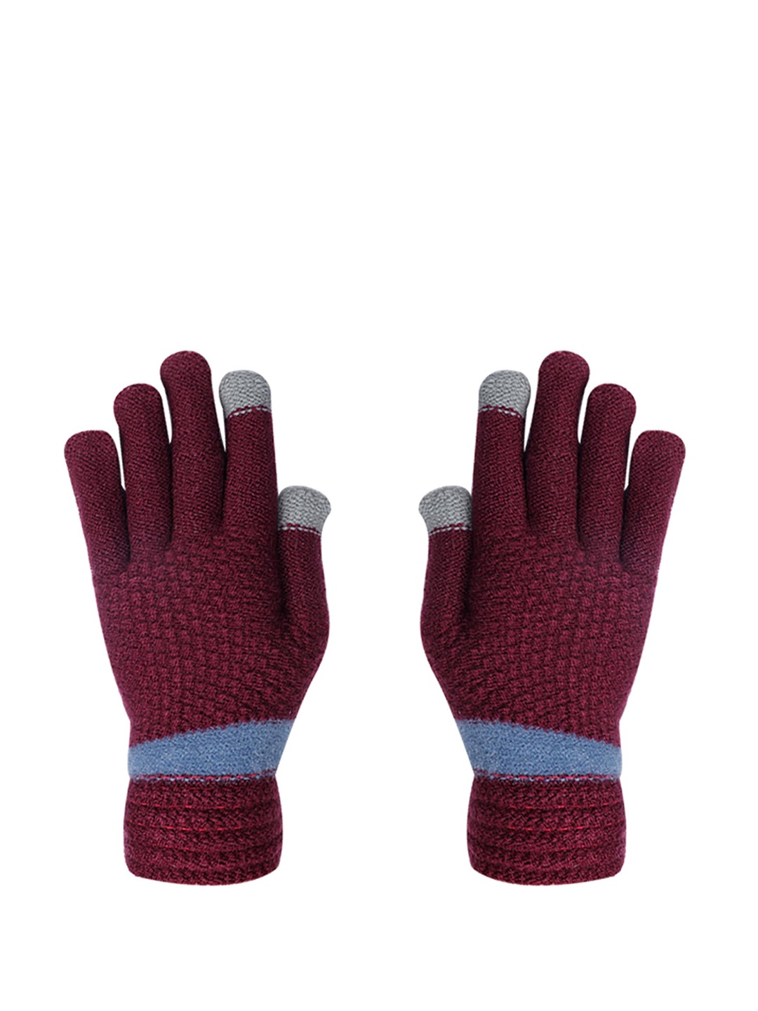 

LOOM LEGACY Women Maroon Self Design Acrylic Hand Gloves