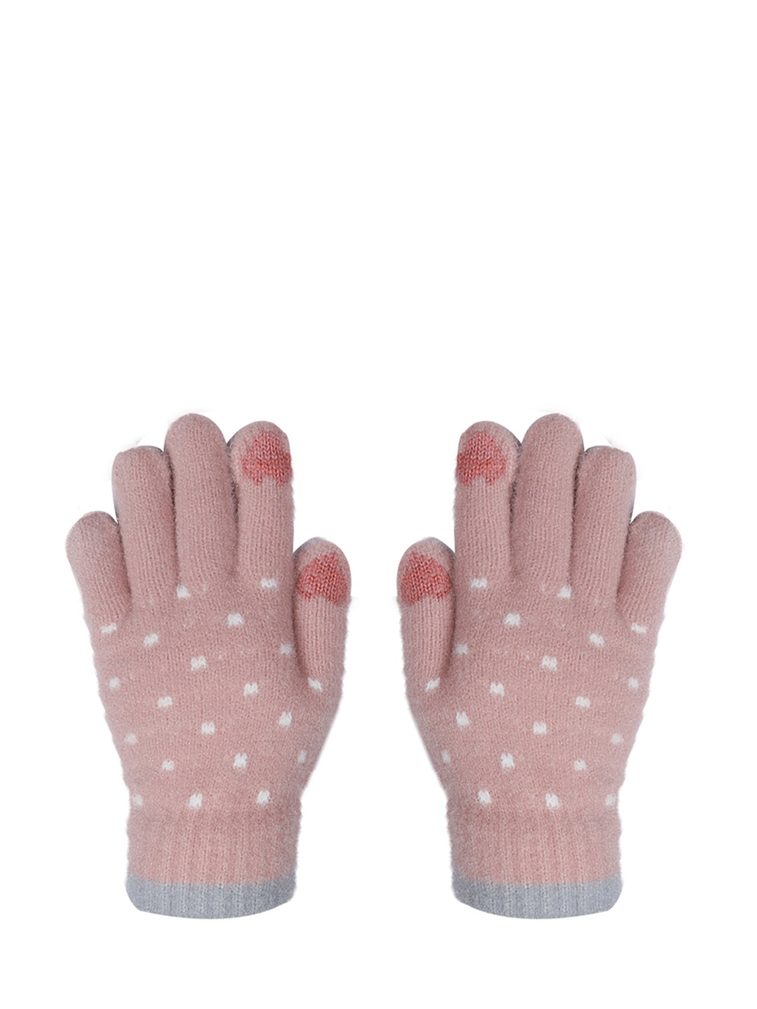 

LOOM LEGACY Women Pink & White Printed Acrylic Hand Gloves