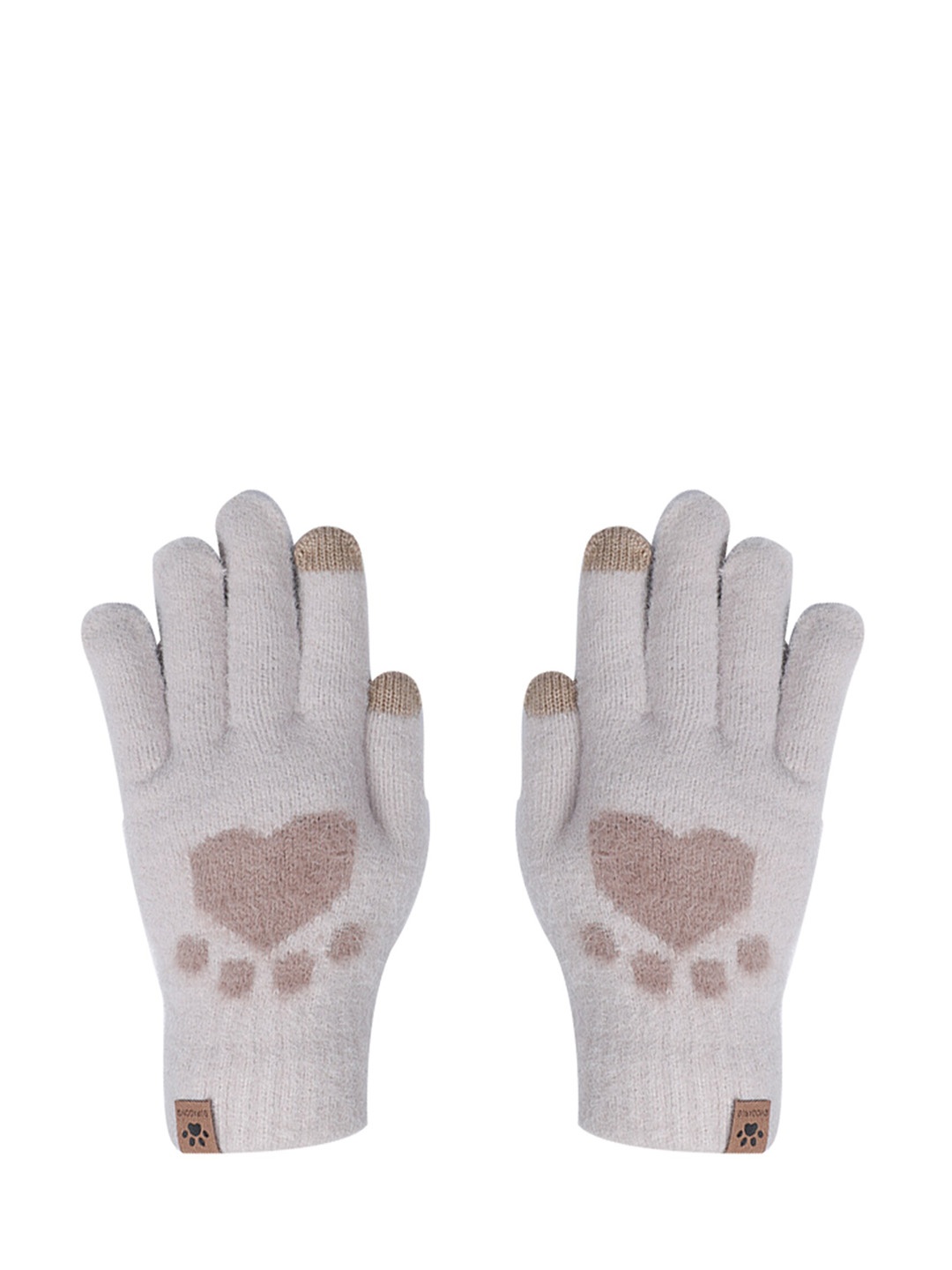 

LOOM LEGACY Women Mauve & Brown Printed Acrylic Hand Gloves