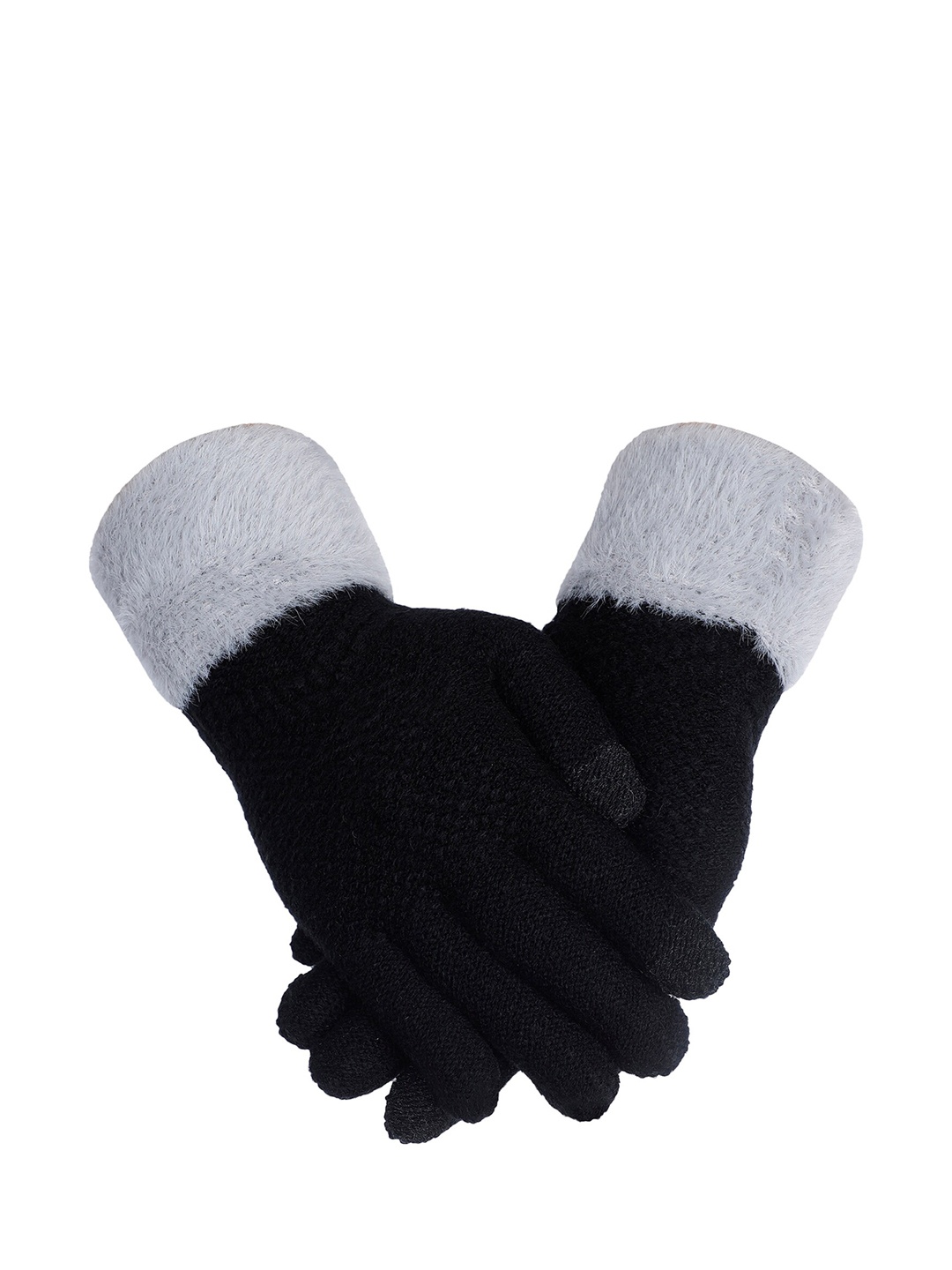 

LOOM LEGACY Women Black & White Self Design Acrylic Hand Gloves