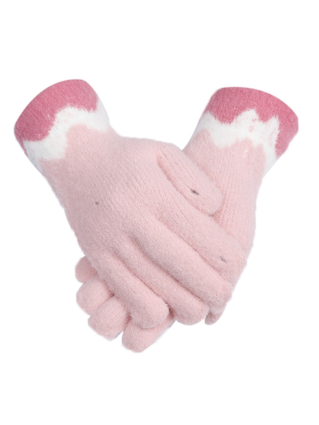 

LOOM LEGACY Women Pink Patterned Acrylic Hand Gloves