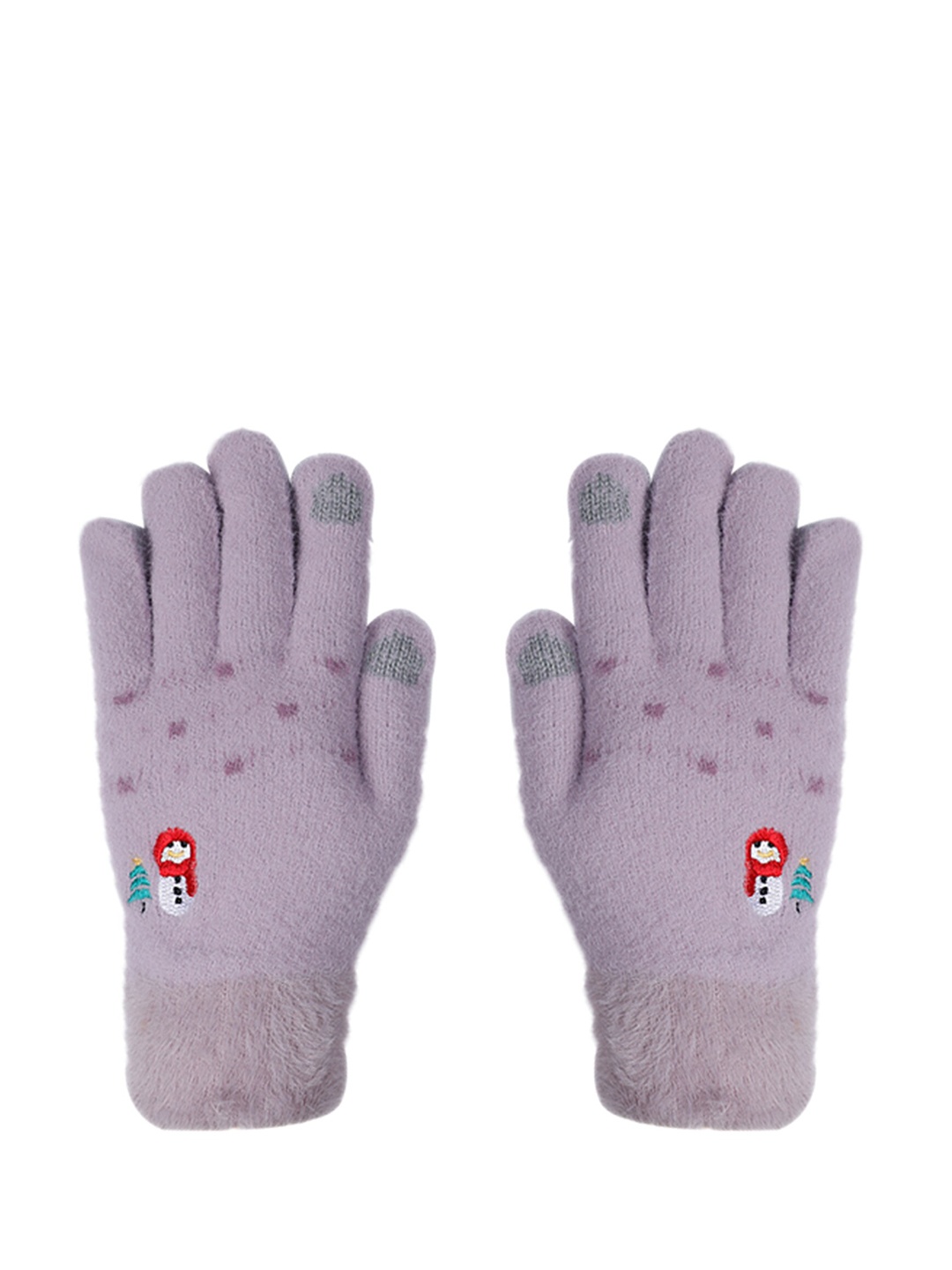 

LOOM LEGACY Women Purple Embroidered Acrylic Hand Gloves