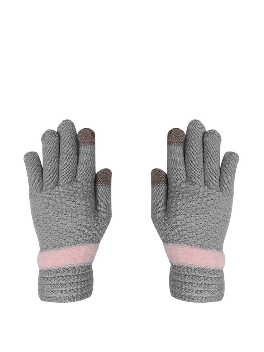 

LOOM LEGACY Women Grey Patterned Acrylic Hand Gloves
