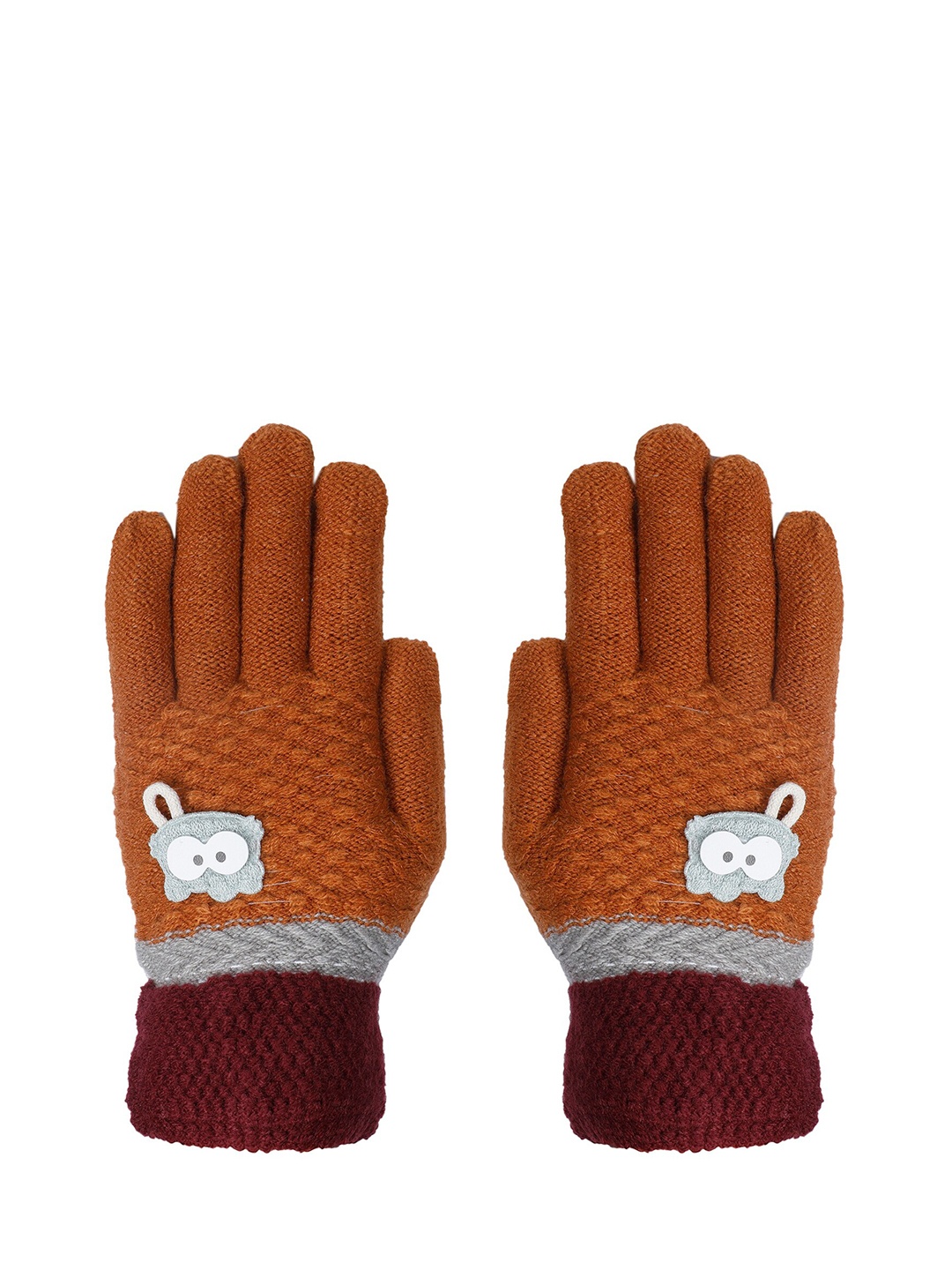 

LOOM LEGACY Women Brown & Maroon Textured Gloves