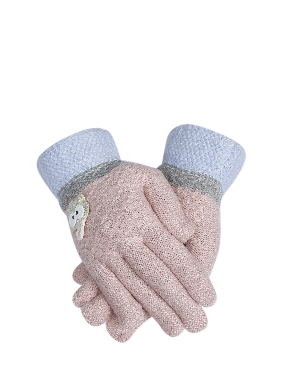 

LOOM LEGACY Women Set Of 2 Mauve & Blue Patterned Gloves