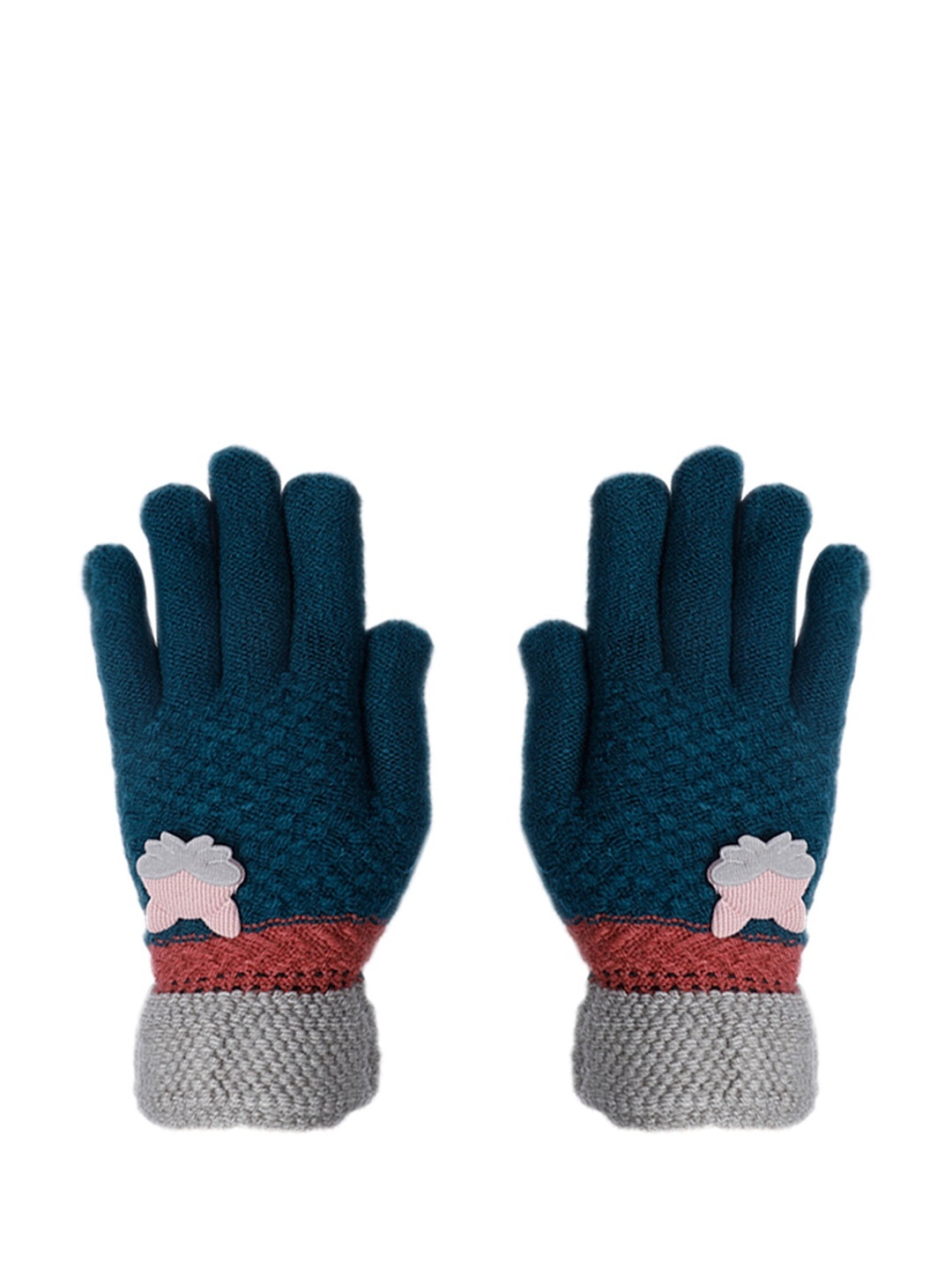 

LOOM LEGACY Women Teal Green & Grey Patterned Gloves