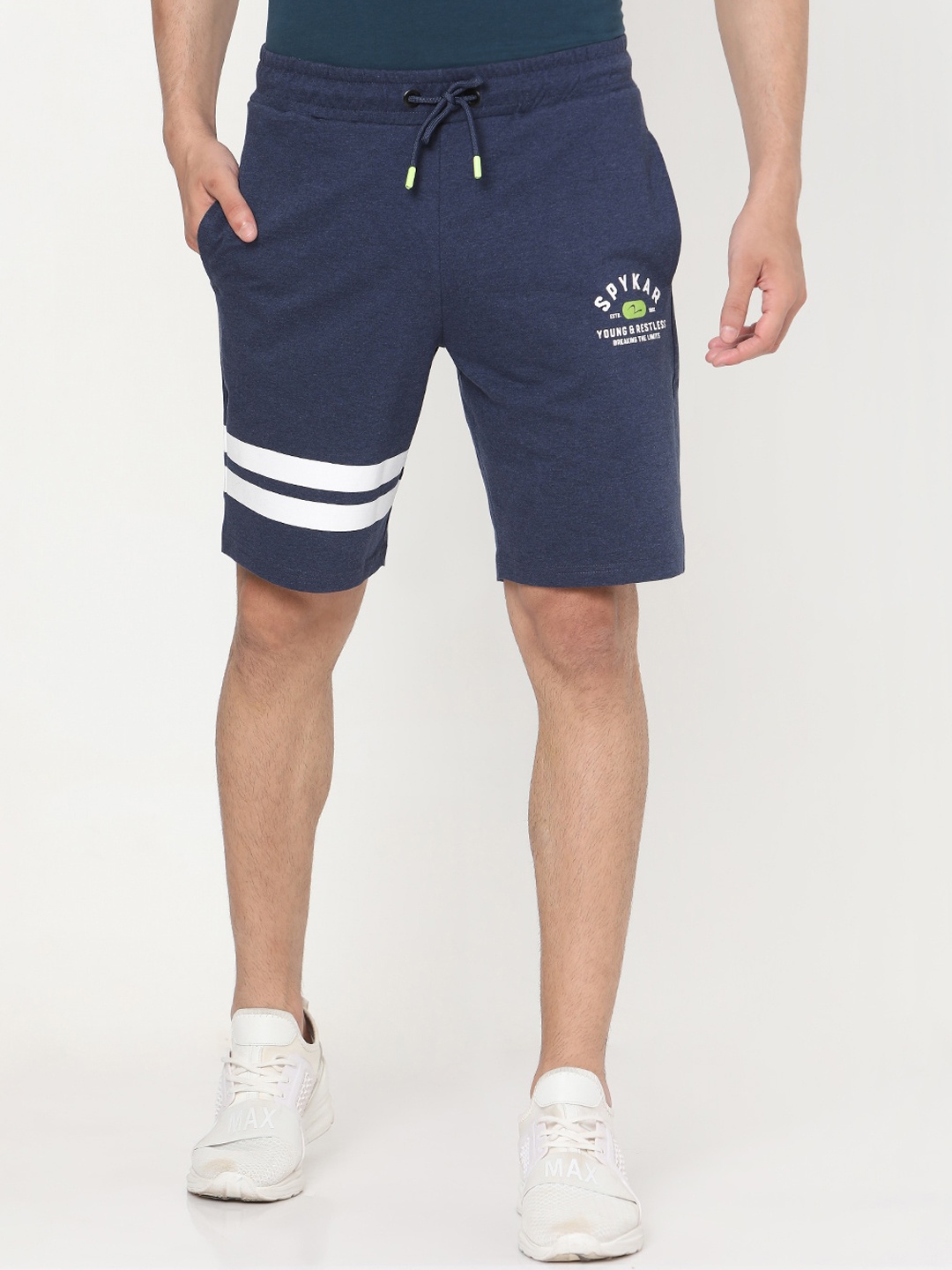 

SPYKAR Men Striped Regular Fit Shorts, Navy blue