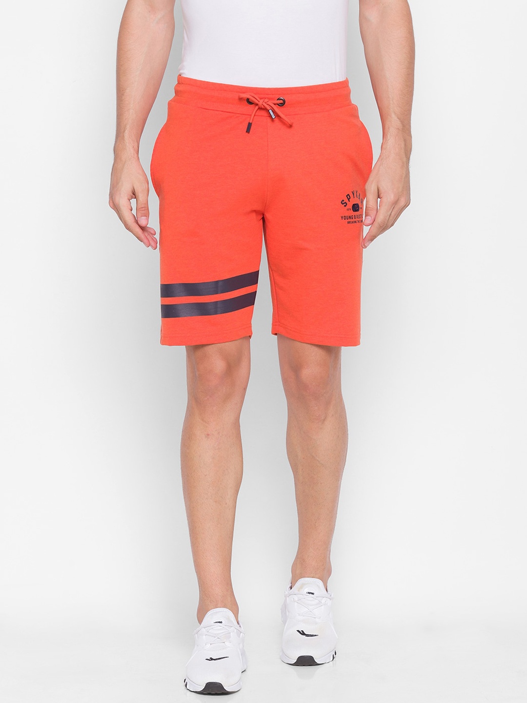 

SPYKAR Men Striped Regular Fit Sports Shorts, Orange