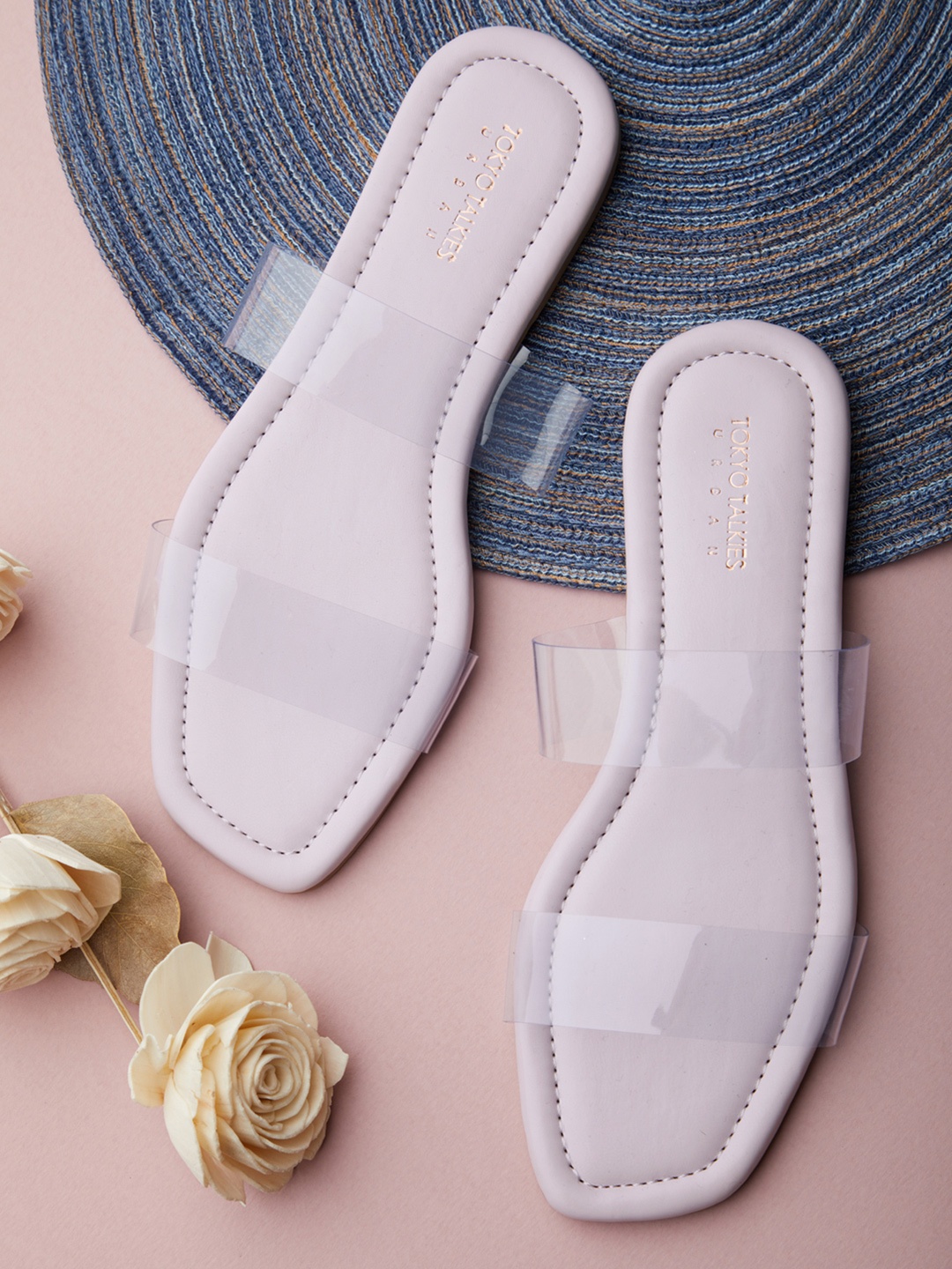 

Tokyo Talkies Women Lavender & Transparent Open Toe Flats