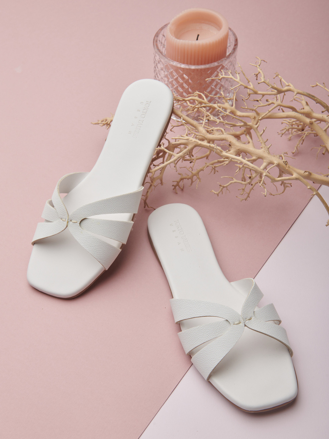 

Tokyo Talkies Women White Open Toe Flats