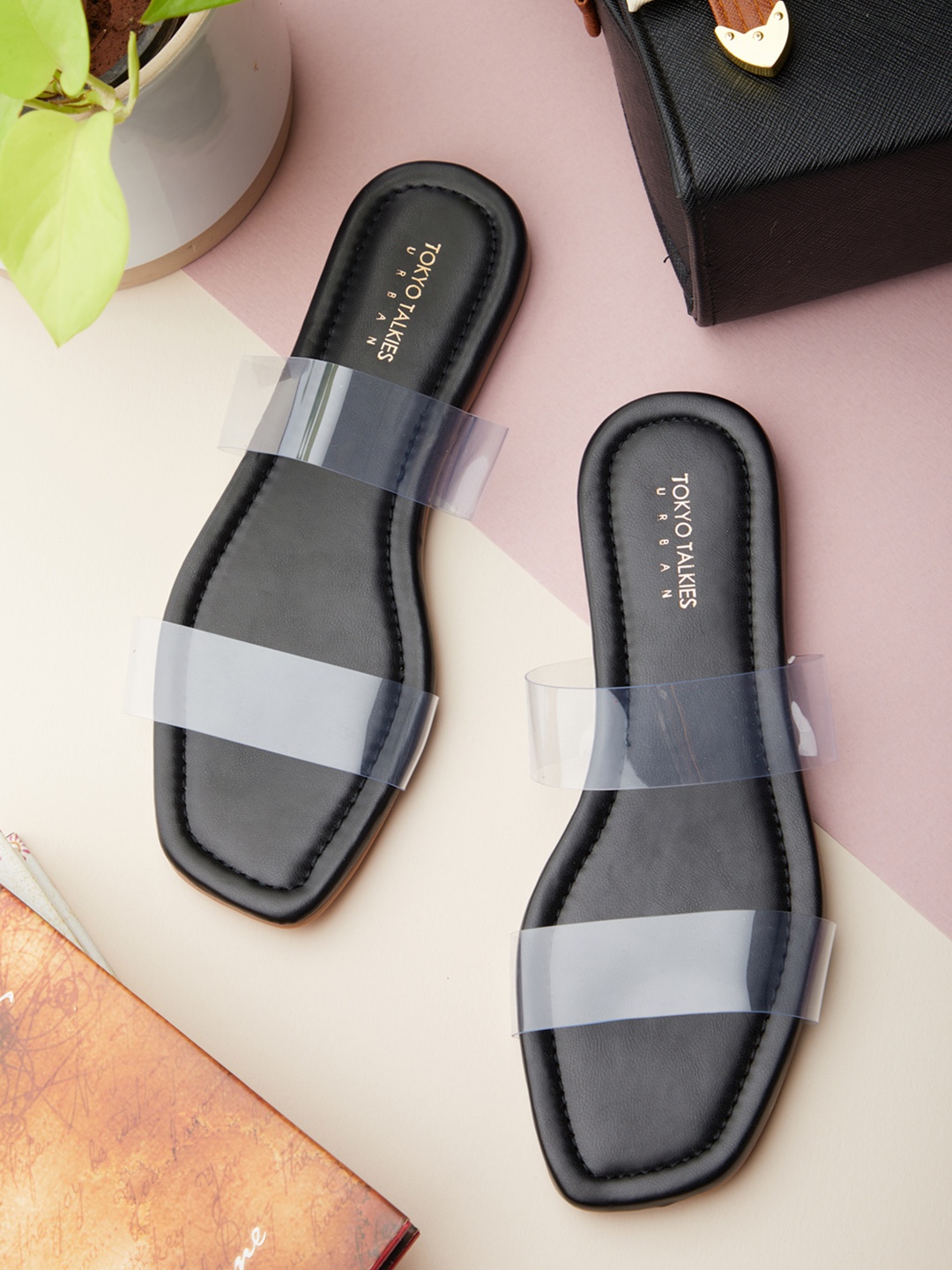 

Tokyo Talkies Women Black & Transparent Open Toe Flats