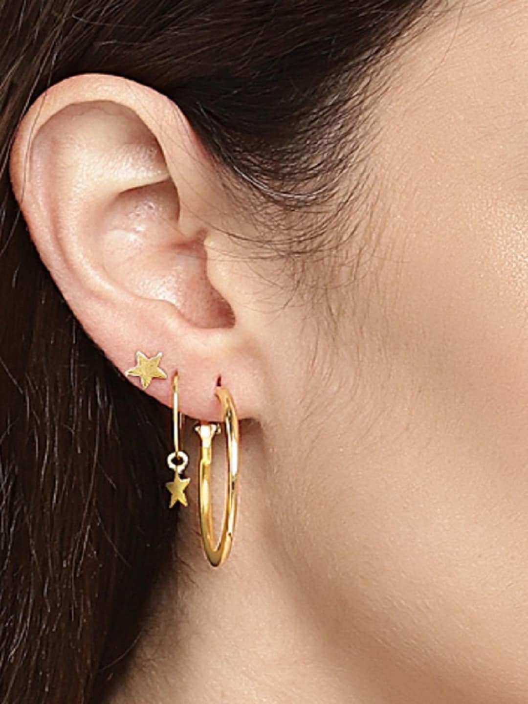 

OOMPH Gold-Toned Star Shaped Hoop Earrings