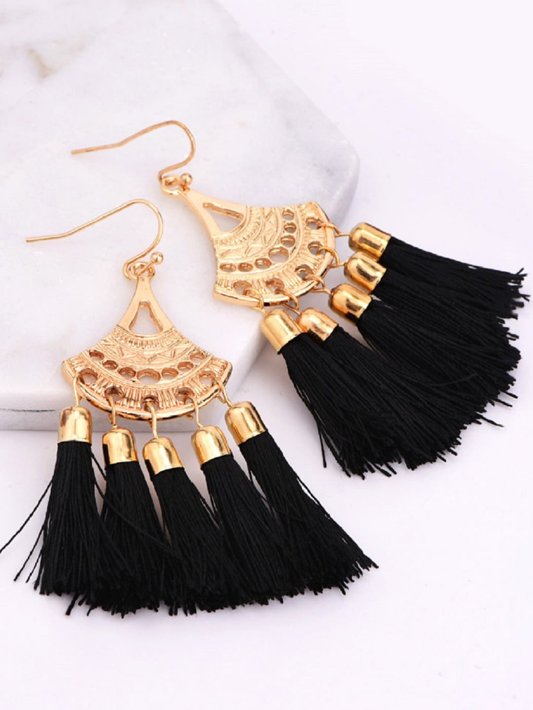 

OOMPH Black Contemporary Drop Earrings