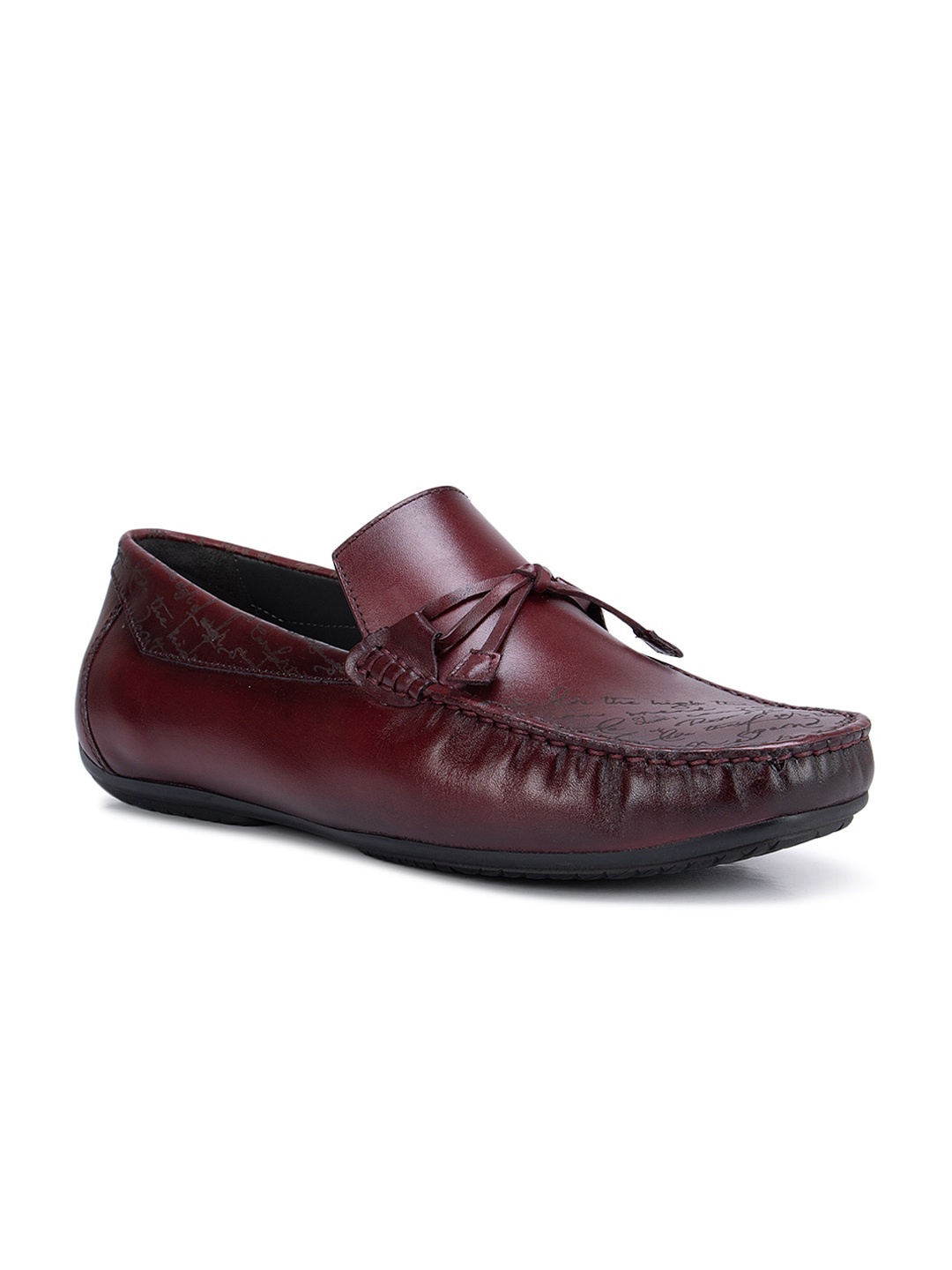 

ROSSO BRUNELLO Men Burgundy Solid Leather Formal Shoes
