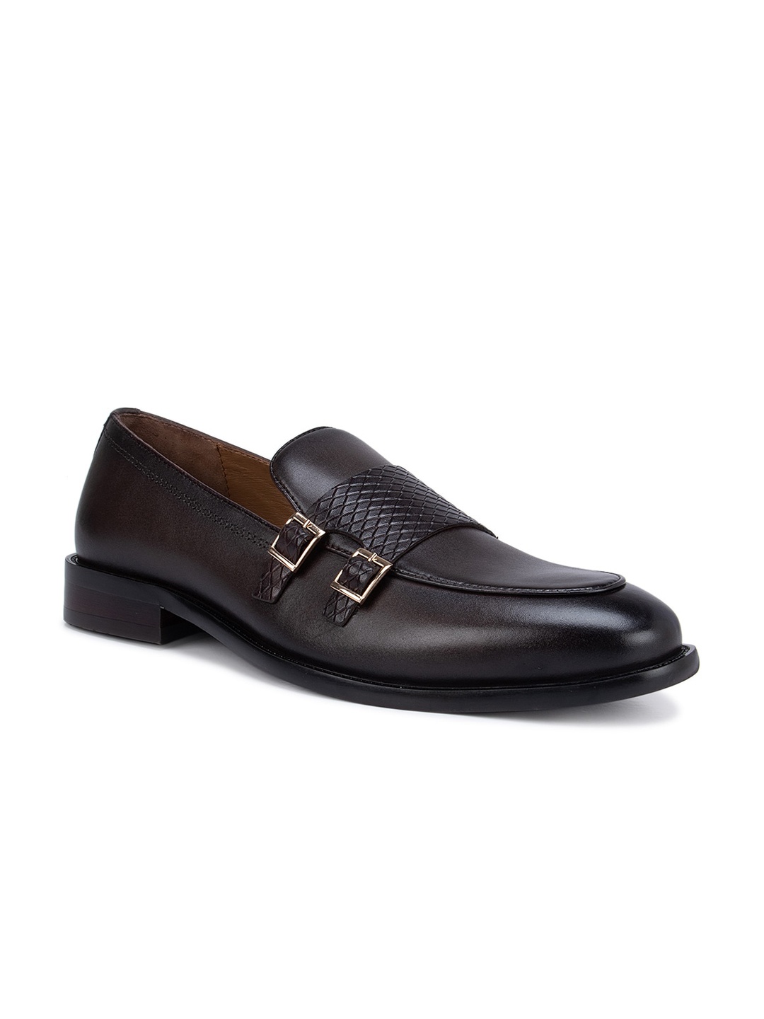 

ROSSO BRUNELLO Men Brown Textured Leather Formal Loafers