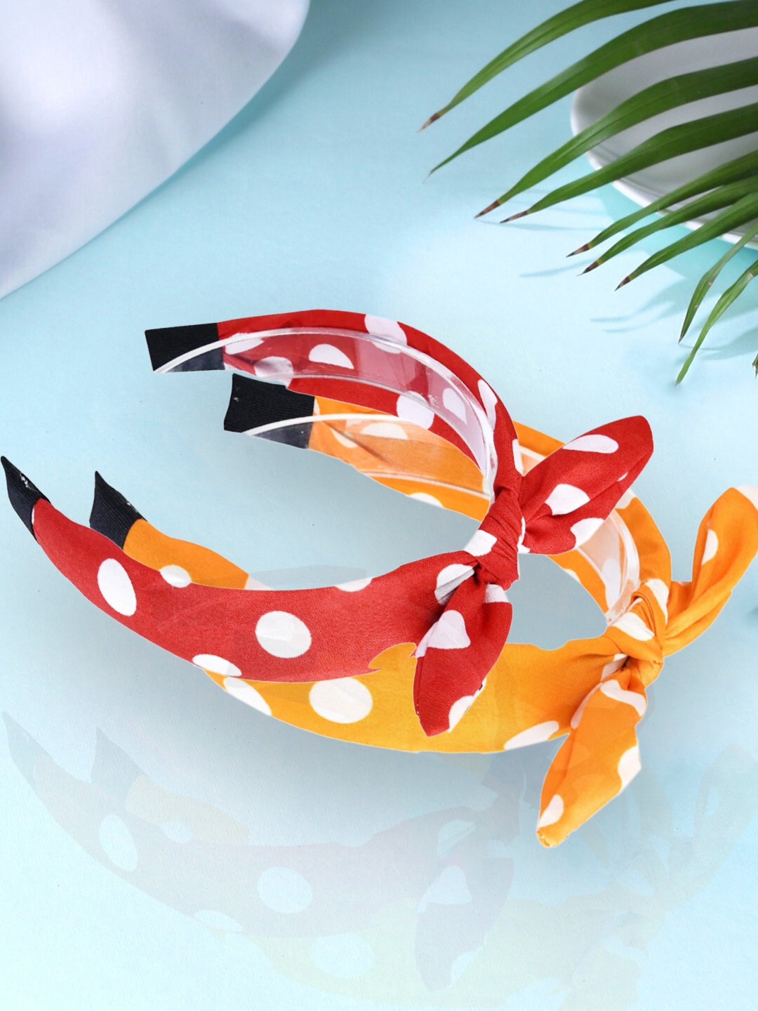 

OOMPH Women Red & Yellow Set of 2 Embellished Hairband