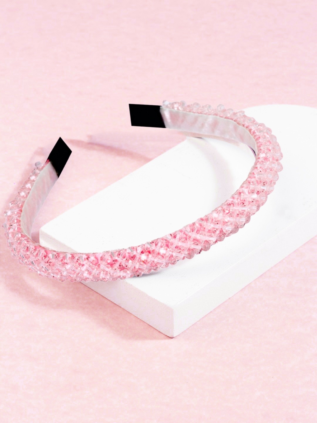 

OOMPH Women Crystal Studded Embellished Hairband, Pink