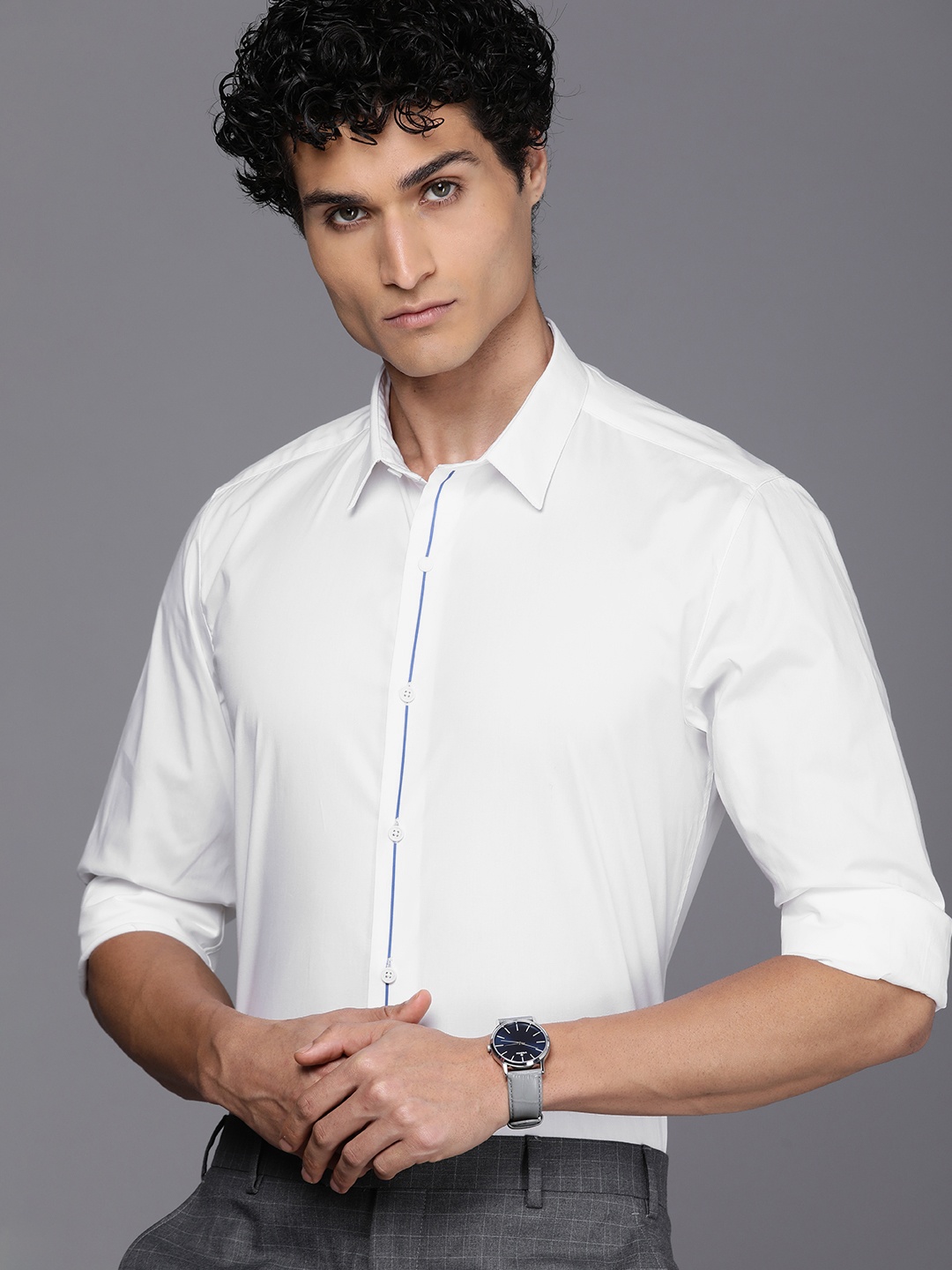 

Louis Philippe Ath Work Men Super Slim Fit Semiformal Shirt, White