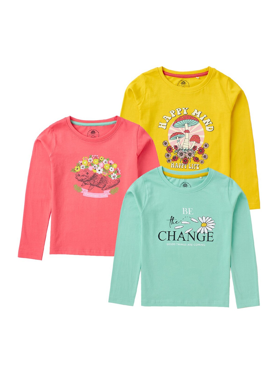 

Cub McPaws Girls Pack of 3 Printed T-shirt, Green
