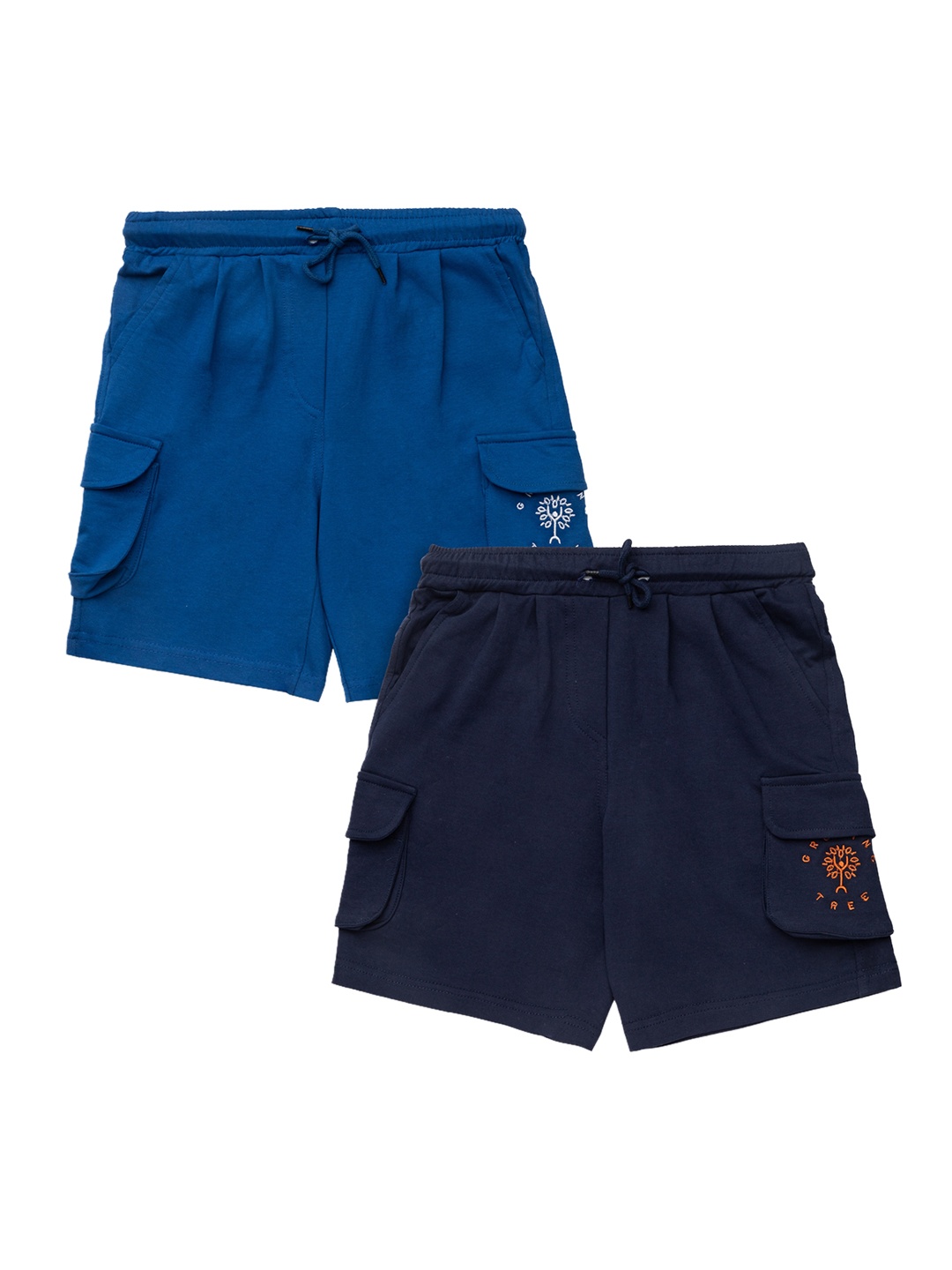 

Growing Tree Unisex Kids Pack of 2 Organic Cotton Antimicrobial Cargo Shorts, Blue