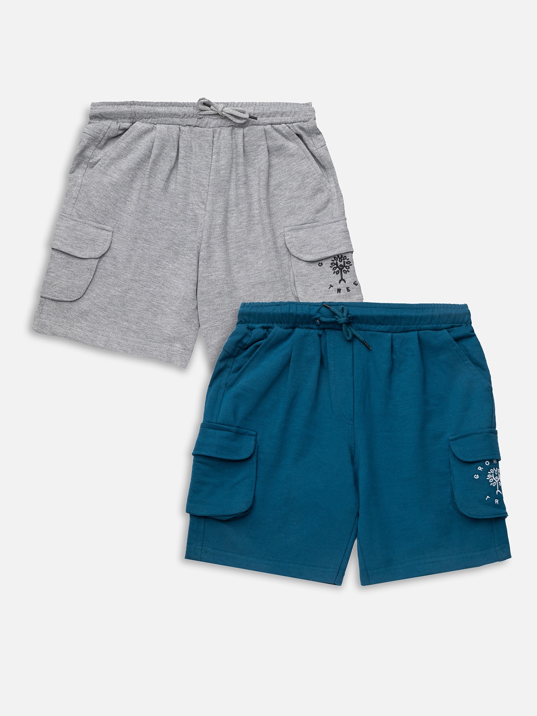 

Growing Tree Unisex Kids Pack of 2 Organic Cotton Antimicrobial Cargo Shorts, Grey