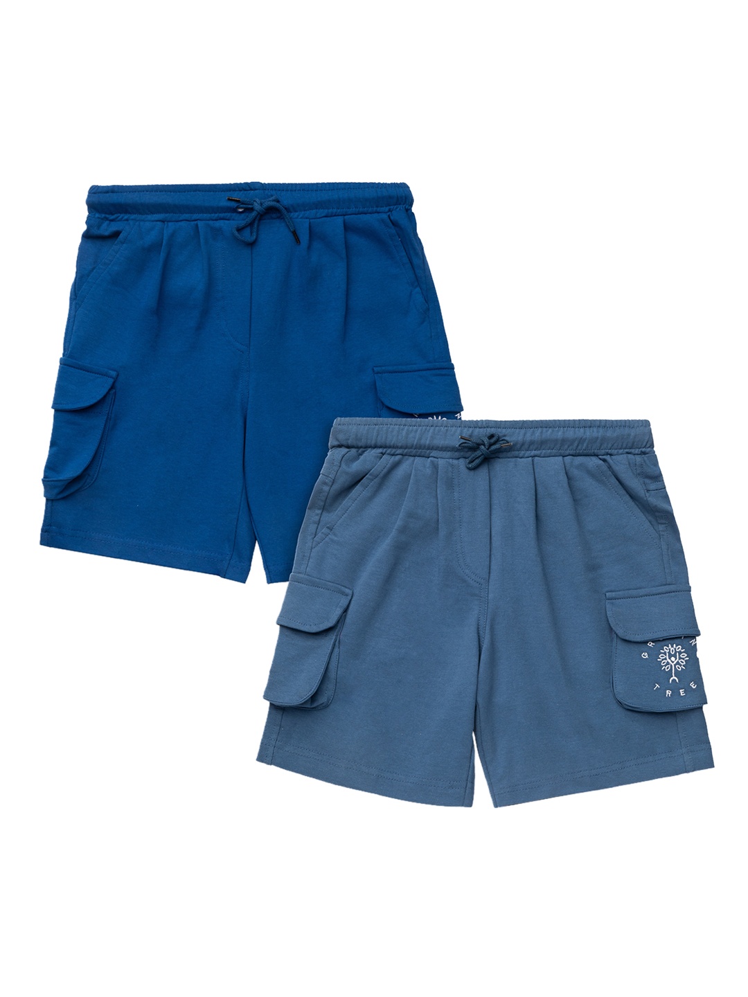

Growing Tree Unisex Kids Pack of 2 Organic Cotton Antimicrobial Cargo Shorts, Blue