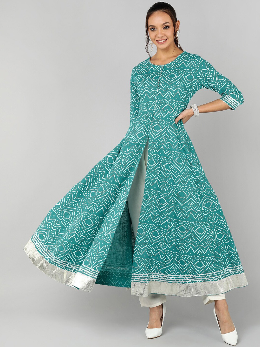 

Jaipur Folk Women Blue Geometric Printed Kurta