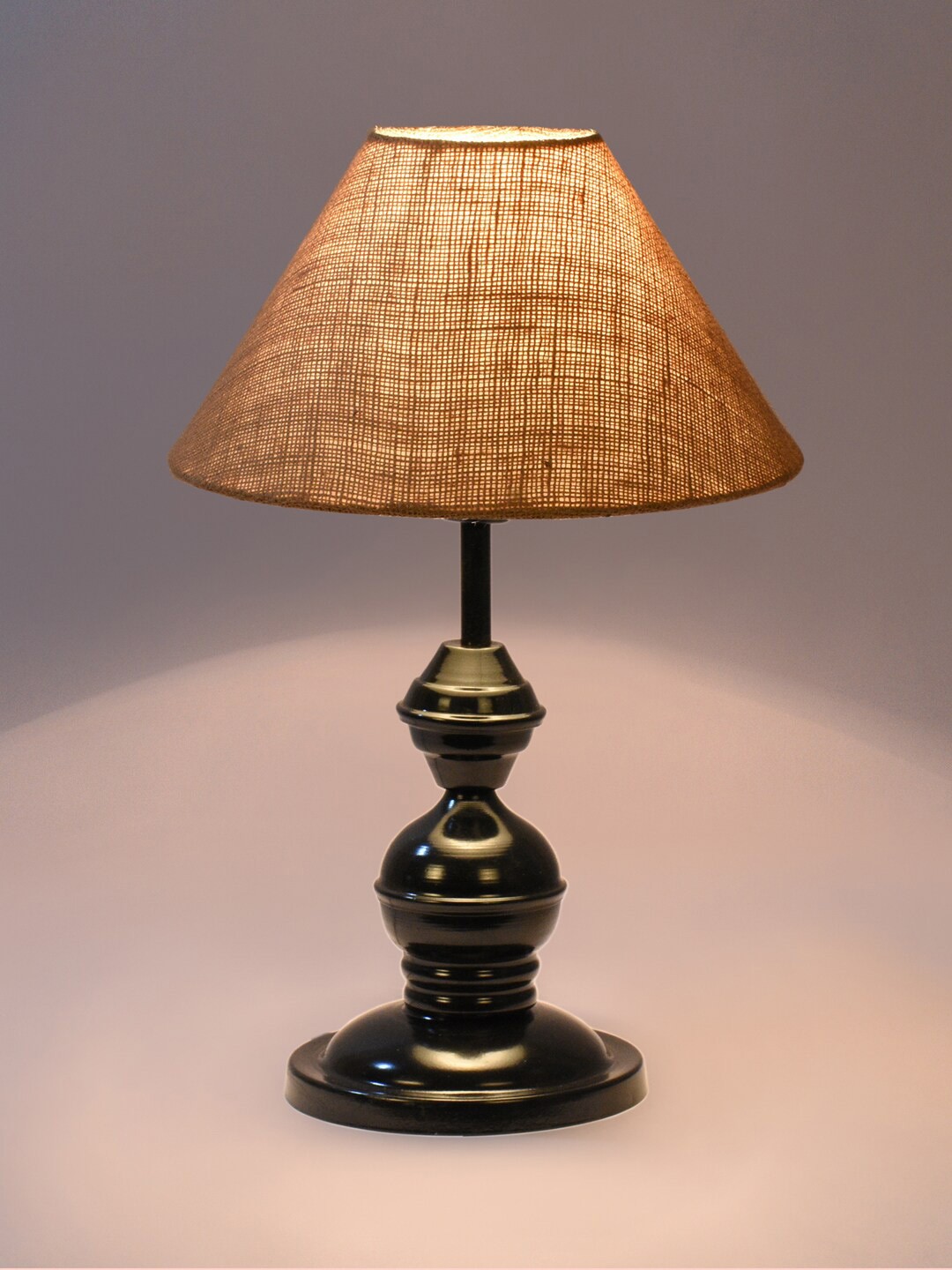 

foziq Black & Beige Solid Frustum-Shaped Table Lamp