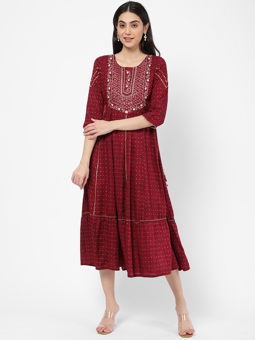 

R&B Women Maroon Floral Printed Anarkali Kurta
