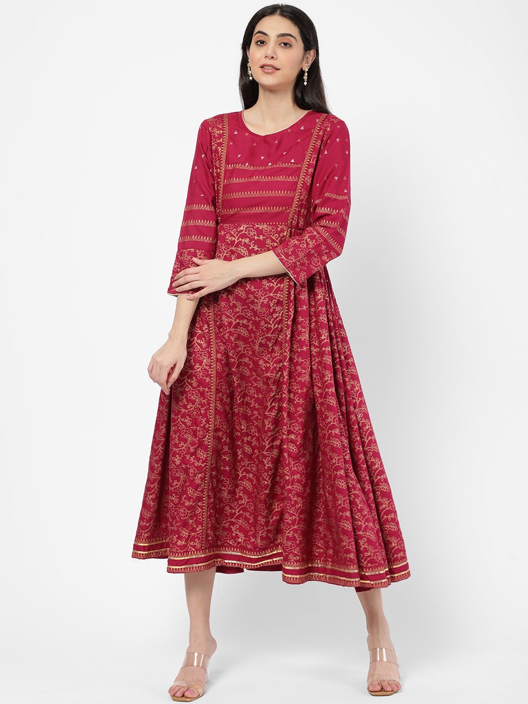 

R&B Women Maroon Floral Printed Floral Anarkali Kurta