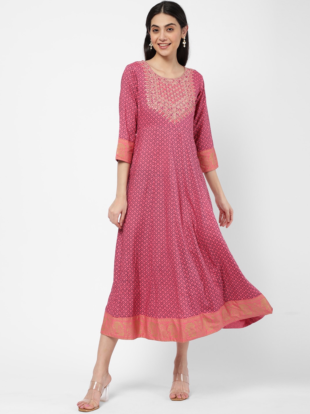 

R&B Women Pink Ethnic Motifs Printed Kurta