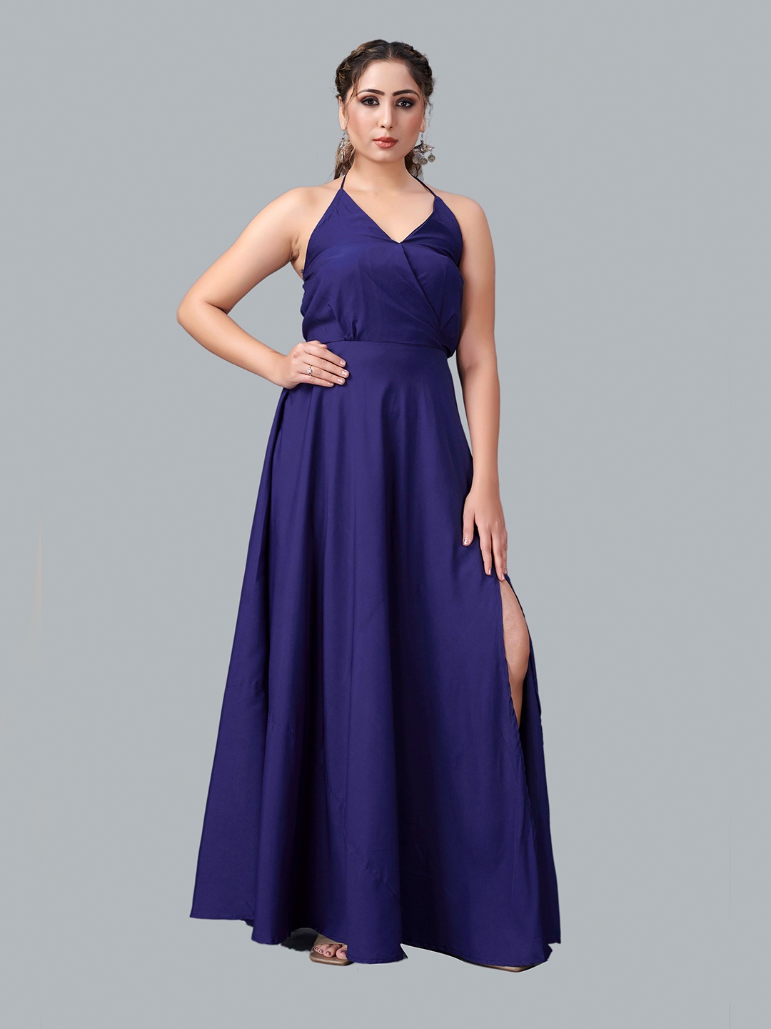 

Fashion FRICKS Navy Blue Crepe Maxi Dress