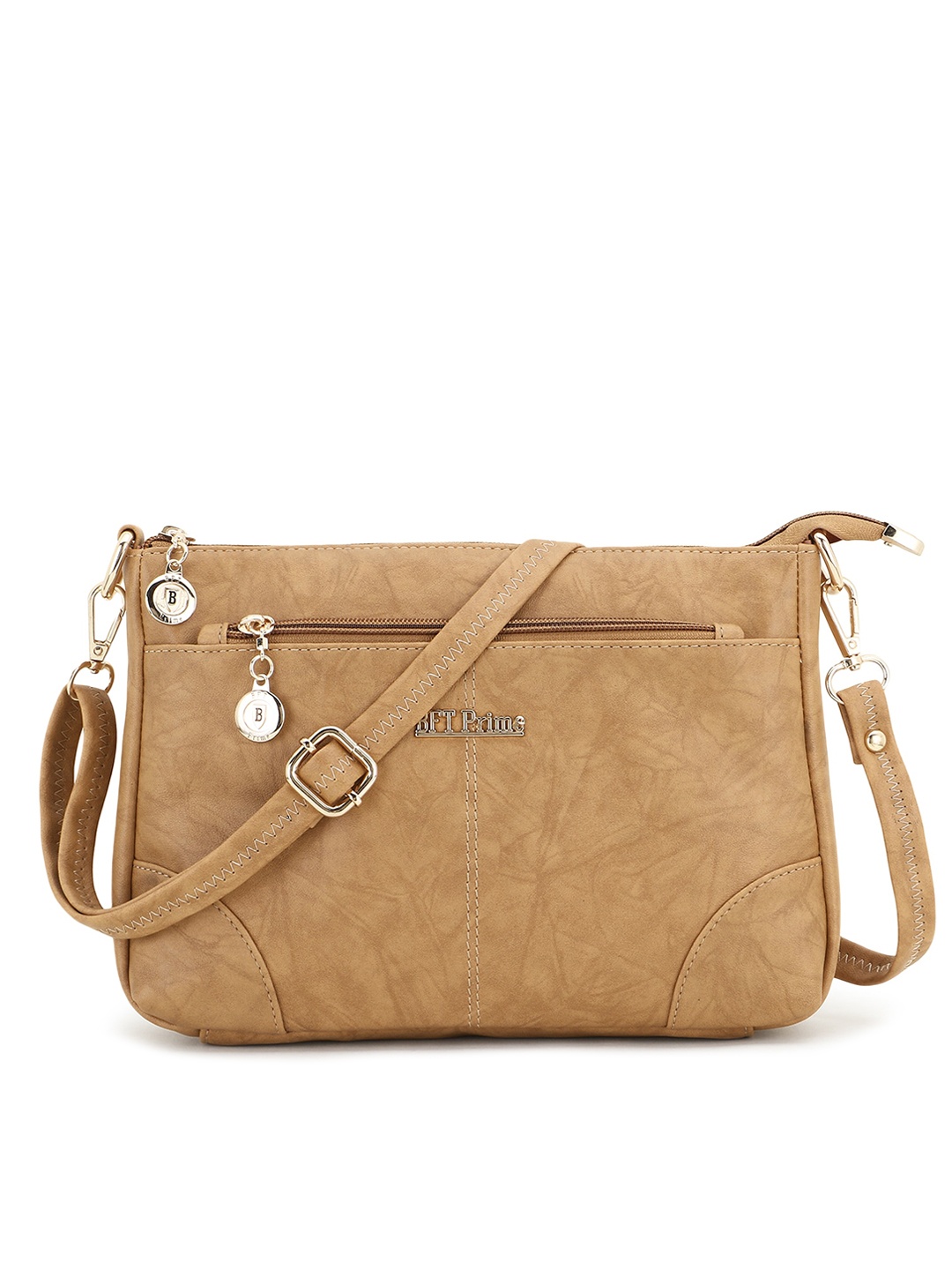 

WOMEN MARKS Beige PU Structured Sling Bag with Quilted