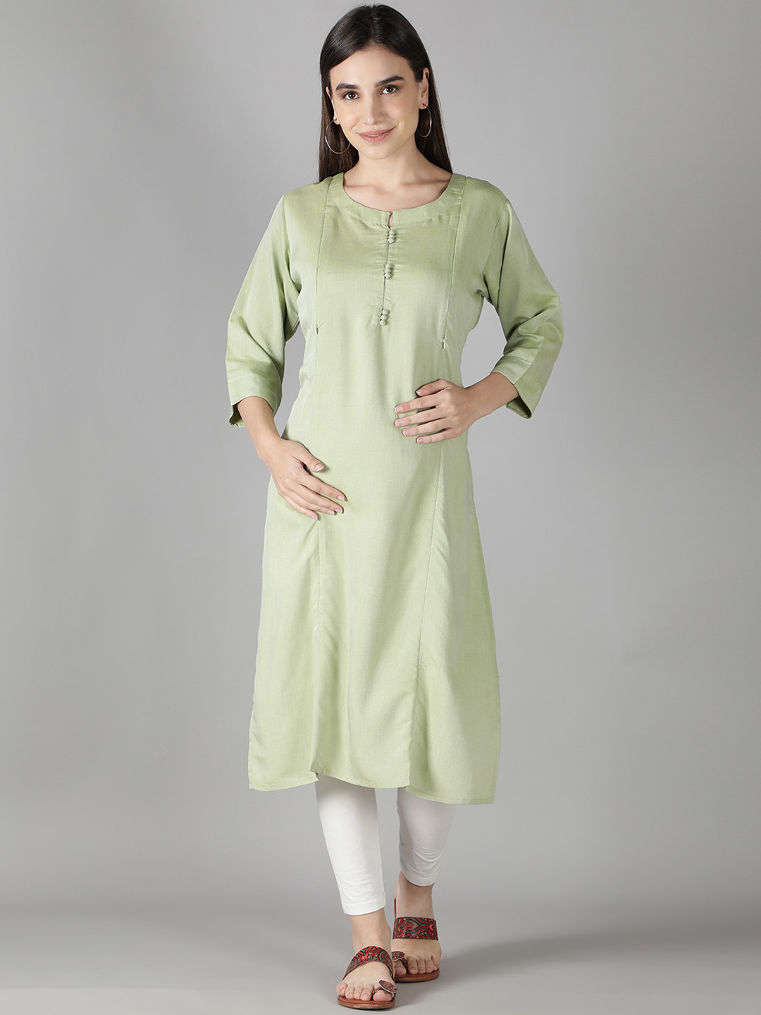 

NIGHTSPREE Women Green Maternity Kurta