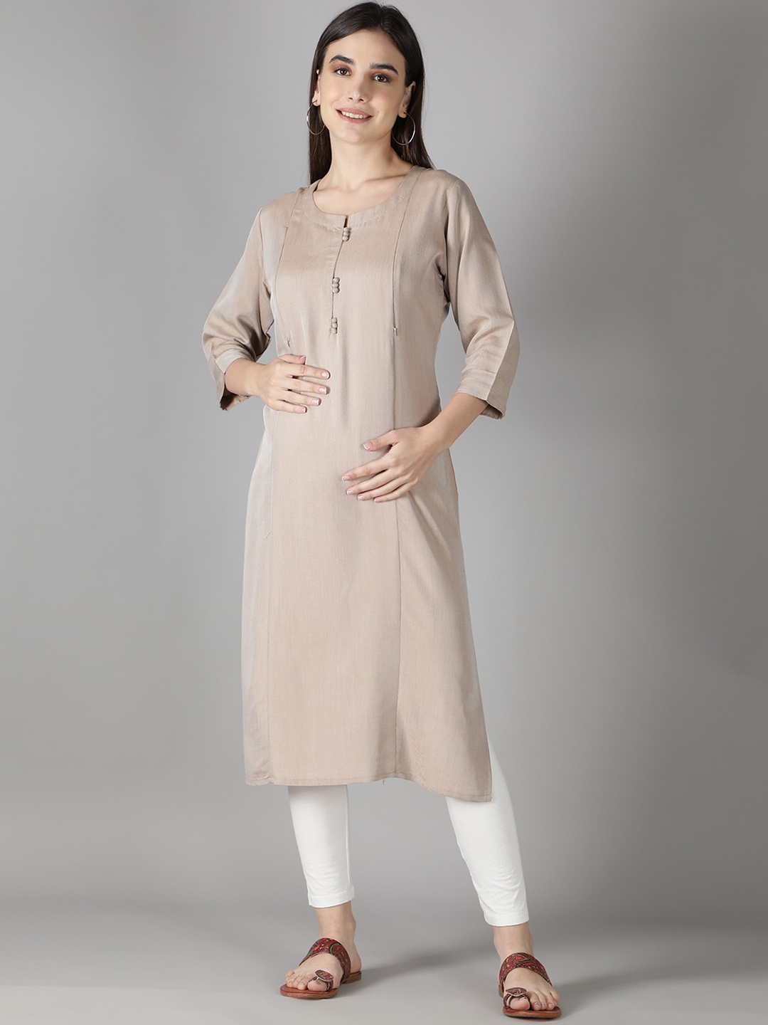 

NIGHTSPREE Women Brown Maternity Kurta