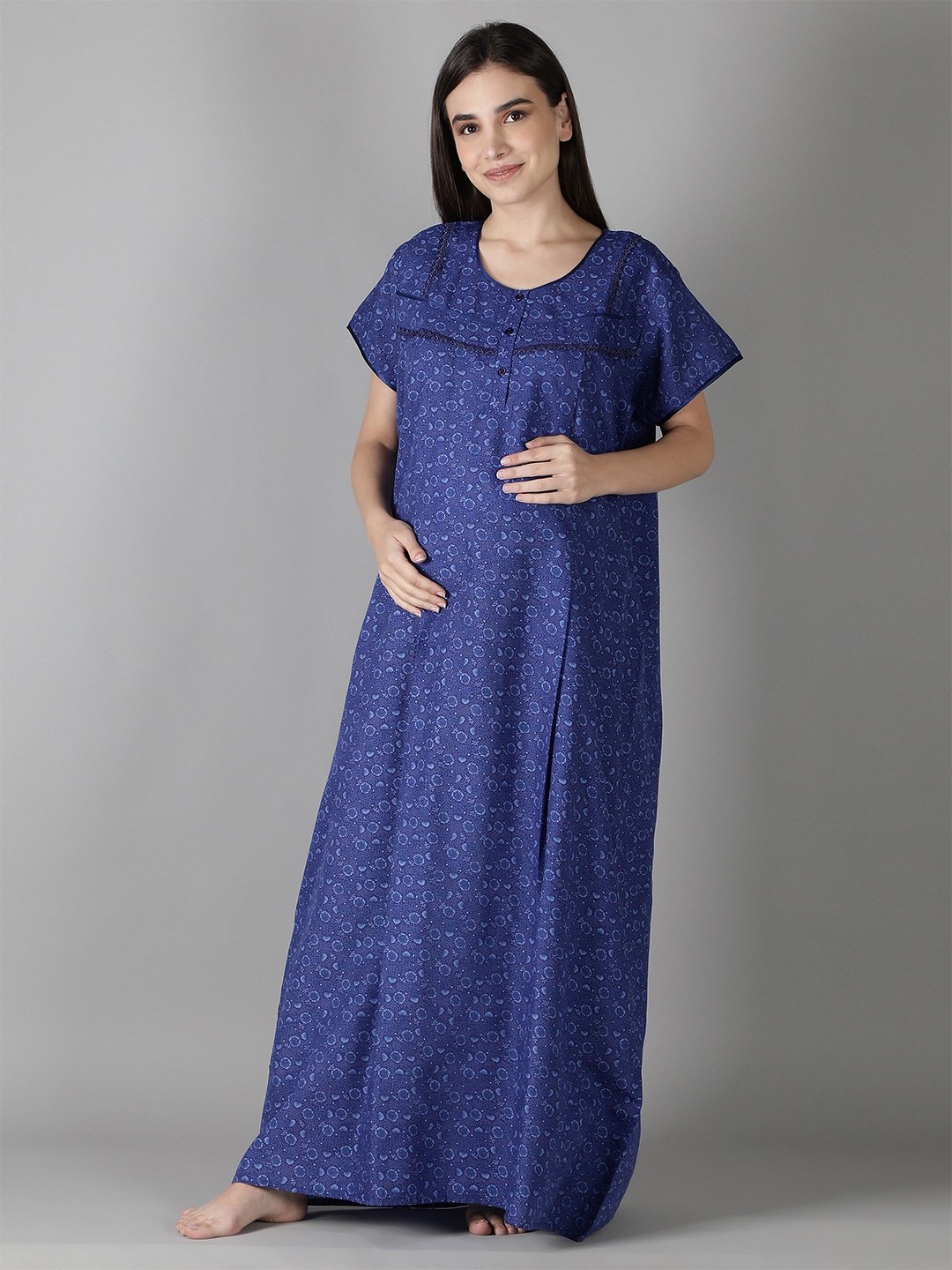 

NIGHTSPREE Printed Maxi Maternity Nightdress, Blue