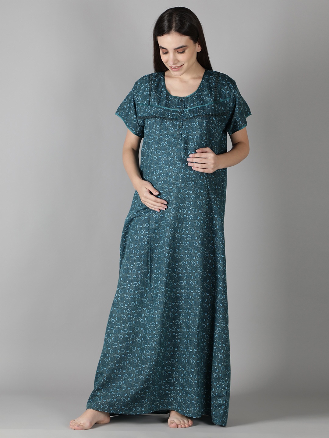 

NIGHTSPREE Maternity Printed Maxi Nightdress, Green