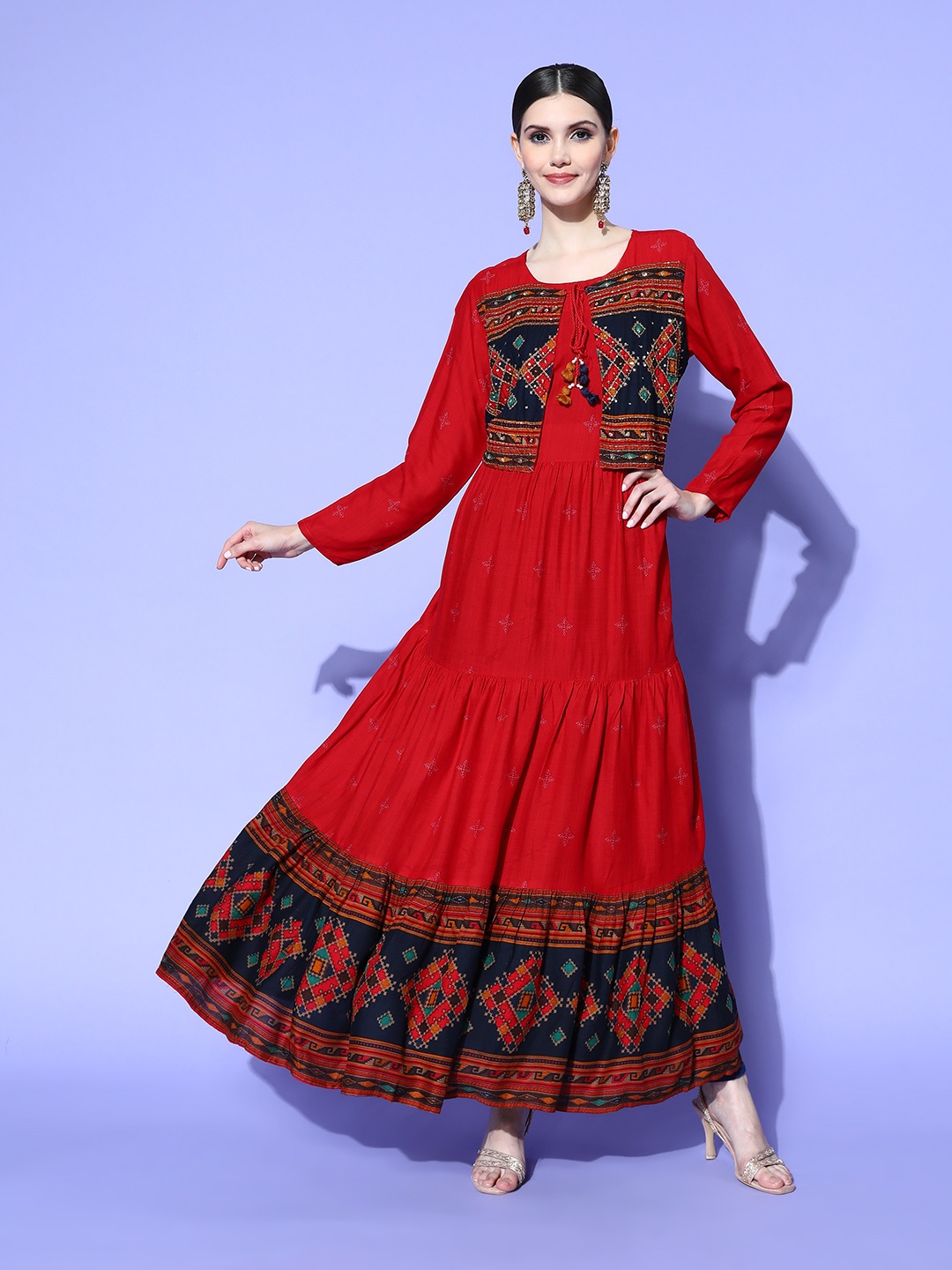 

Rang Gali Women Charming Red Cotton Volume Control Kurta