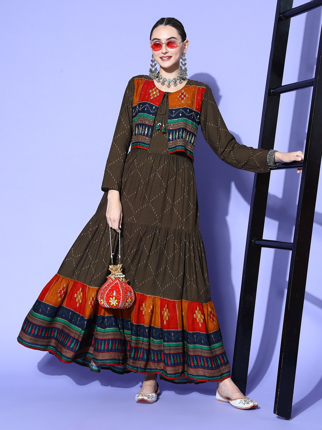 

Rang Gali Women Chic Brown Cotton Volume Control Kurta