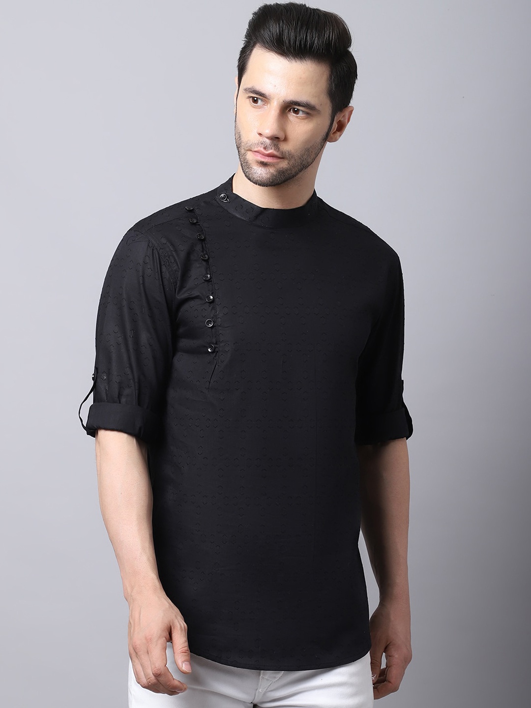 

even Men Black Kurta