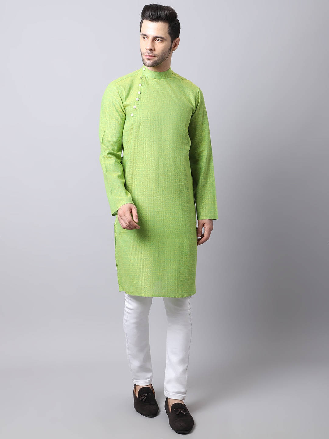 

even Men Green Pure Cotton Kurta