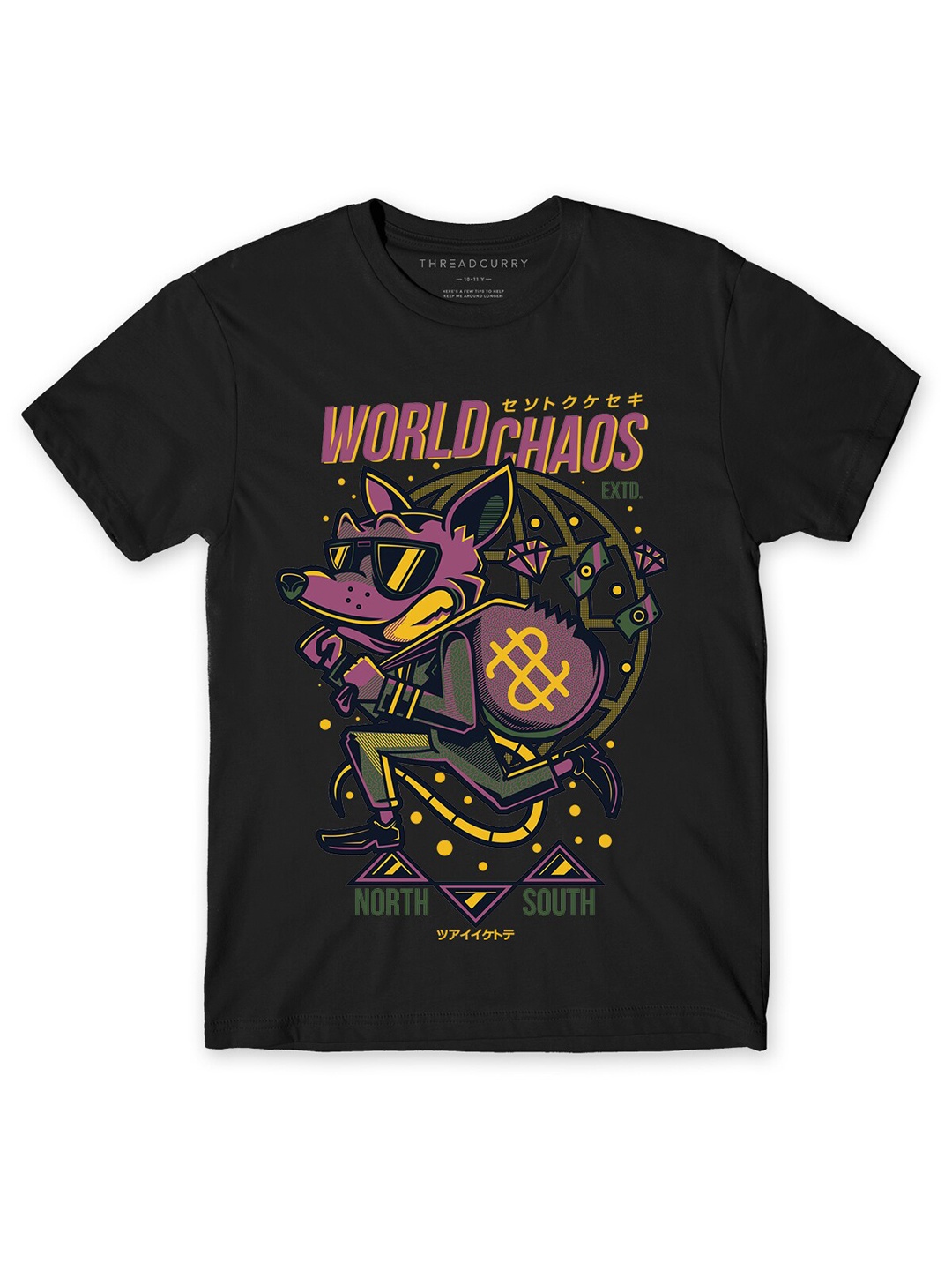 

THREADCURRY Boys Black Typography Printed T-shirt
