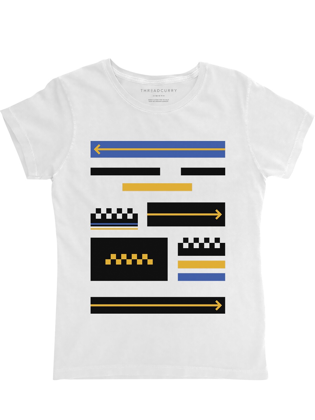 

THREADCURRY Girls White & Black Printed Cotton T-shirt