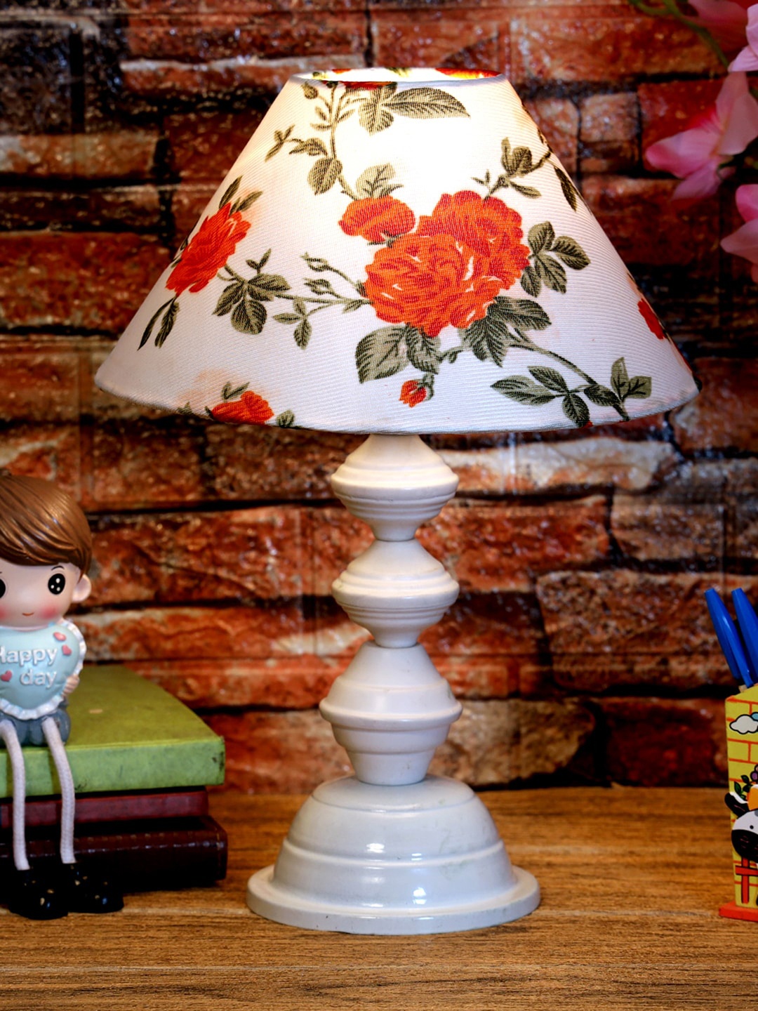 

foziq White Printed Table Lamp