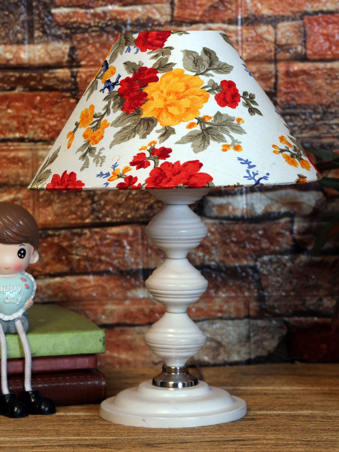 

foziq White Printed Metal Table Lamp
