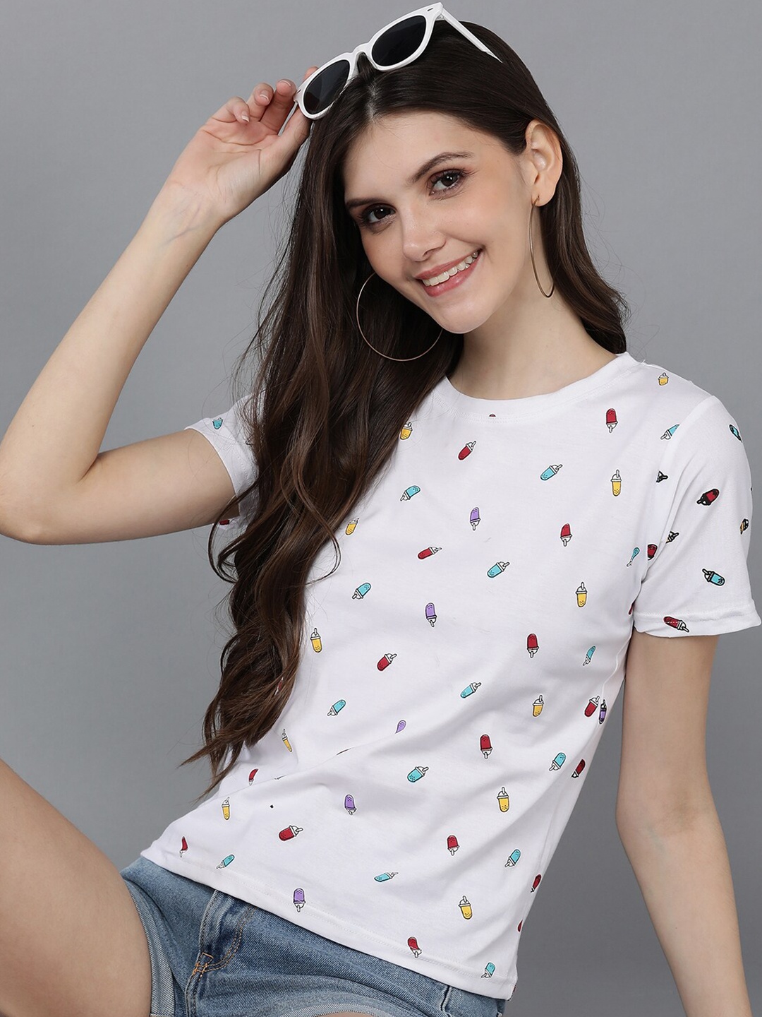 

Mast & Harbour Women White Printed Cotton T-shirt