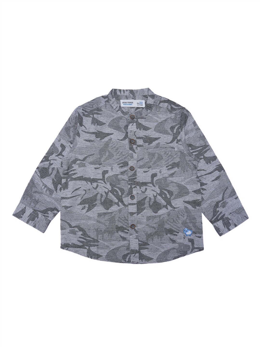 

ZERO THREE Boys Grey Custom Printed Pure Cotton Casual Shirt