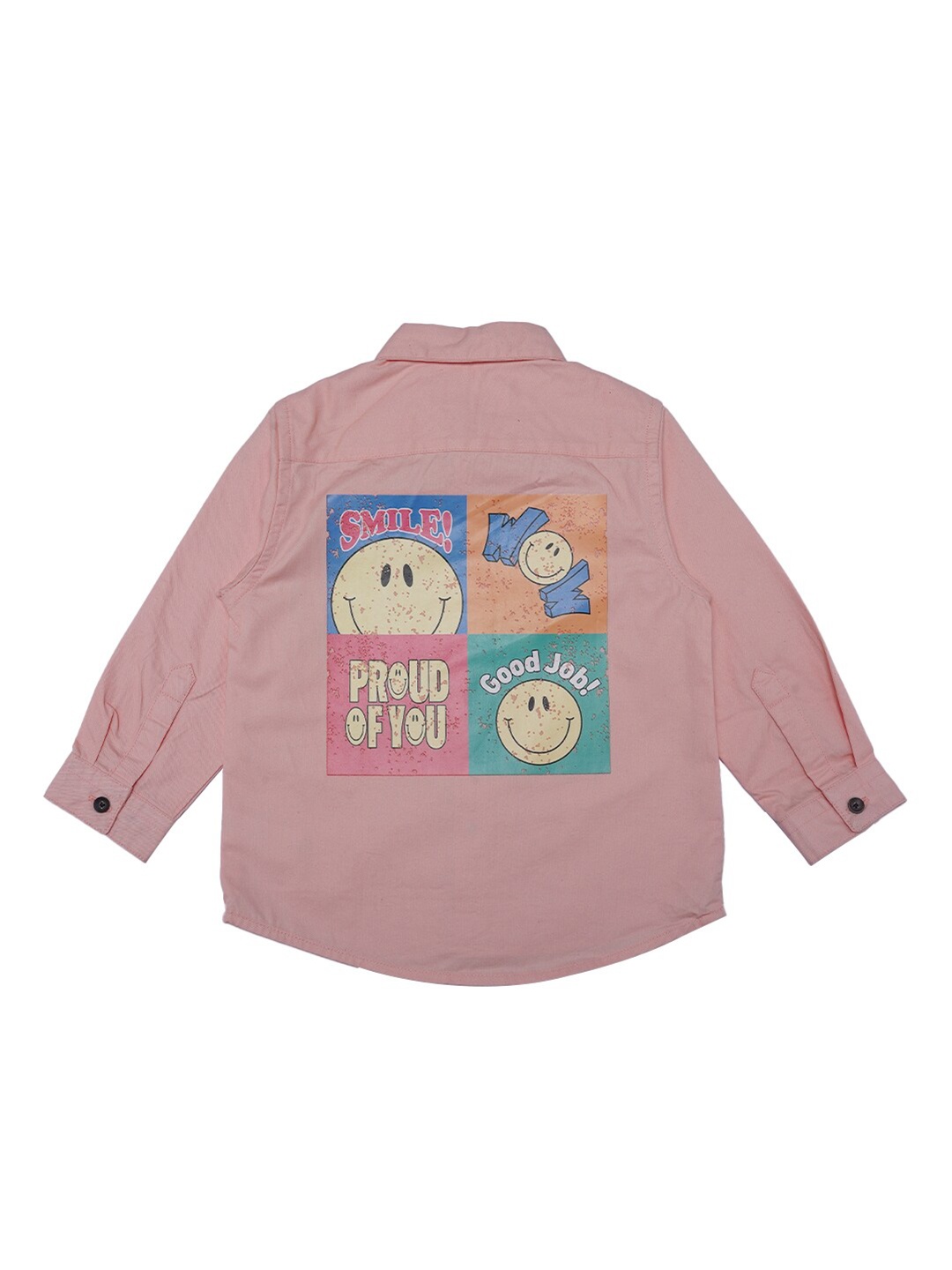

ZERO THREE Boys Peach-Coloured Custom Printed Pure Cotton Casual Shirt