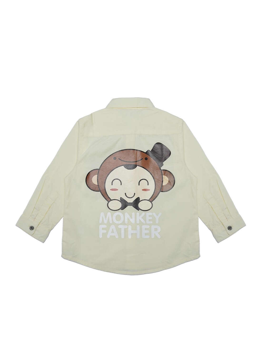 

ZERO THREE Boys Yellow Custom Printed Pure Cotton Casual Shirt