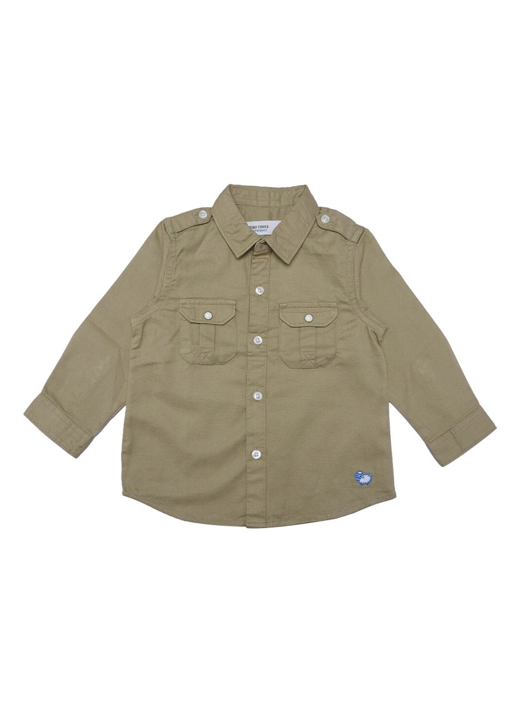 

ZERO THREE Boys Brown Custom Pure Cotton Casual Shirt